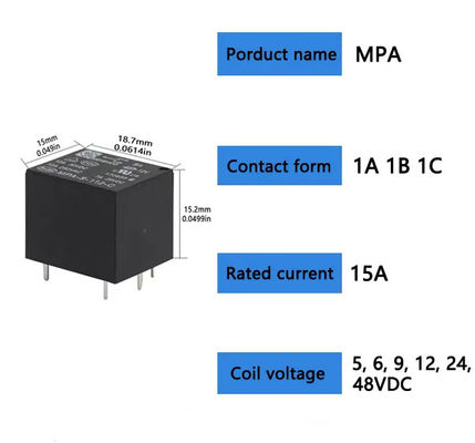 MPA 10A 5A PCB DC 4pin Micro Electromagnetic 5 Pin Relay 12v 24V 5v 9v JQC-3FF T73